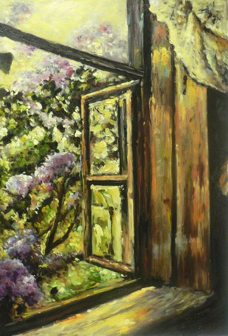 Open Window. Lilacs